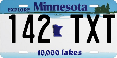 MN license plate 142TXT