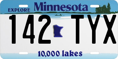 MN license plate 142TYX