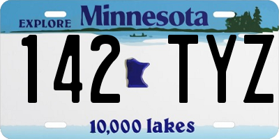 MN license plate 142TYZ