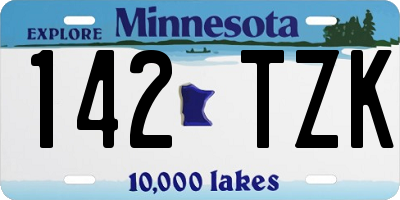 MN license plate 142TZK