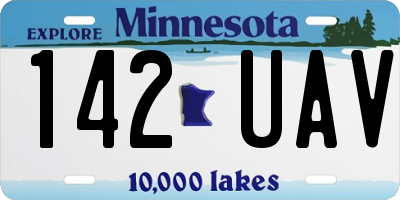 MN license plate 142UAV