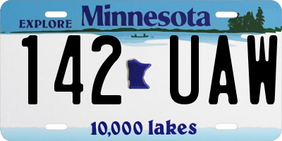 MN license plate 142UAW