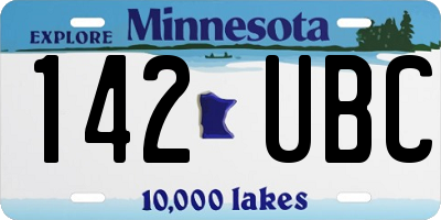 MN license plate 142UBC