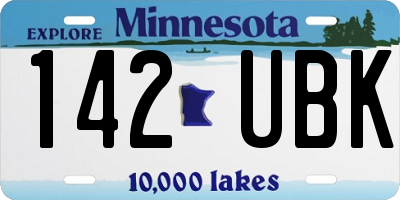 MN license plate 142UBK