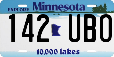 MN license plate 142UBO