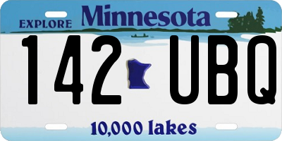 MN license plate 142UBQ