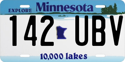MN license plate 142UBV