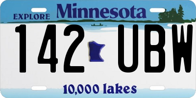 MN license plate 142UBW