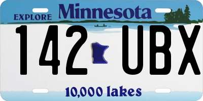 MN license plate 142UBX