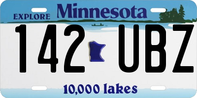MN license plate 142UBZ