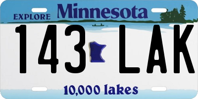 MN license plate 143LAK