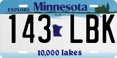 MN license plate 143LBK