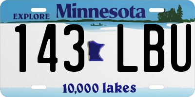 MN license plate 143LBU
