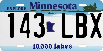 MN license plate 143LBX