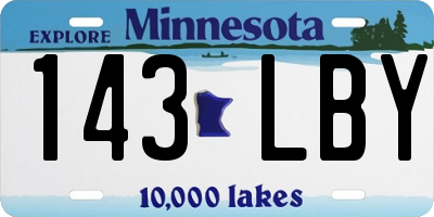 MN license plate 143LBY