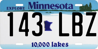 MN license plate 143LBZ