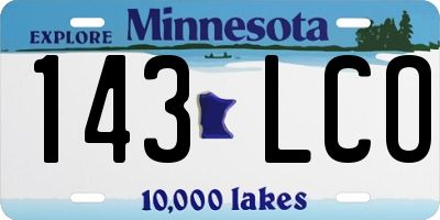 MN license plate 143LCO
