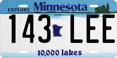 MN license plate 143LEE