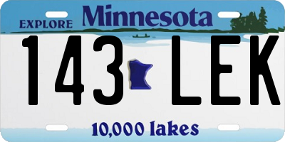 MN license plate 143LEK