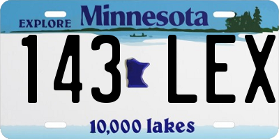 MN license plate 143LEX