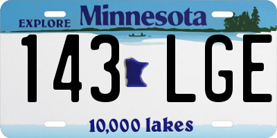 MN license plate 143LGE