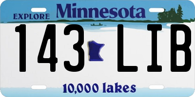 MN license plate 143LIB