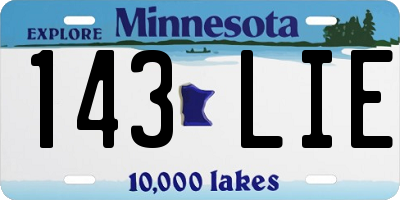 MN license plate 143LIE