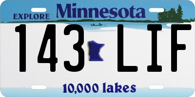 MN license plate 143LIF