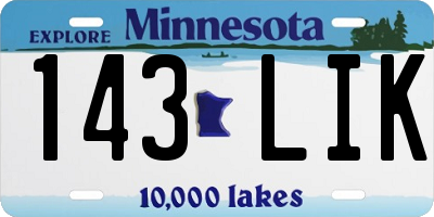 MN license plate 143LIK