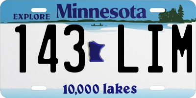 MN license plate 143LIM