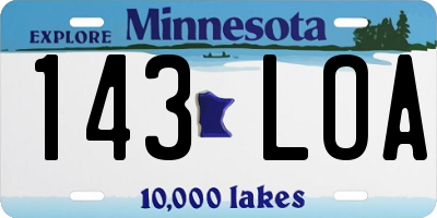 MN license plate 143LOA