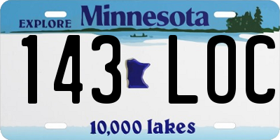 MN license plate 143LOC