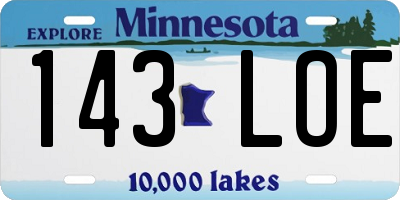 MN license plate 143LOE