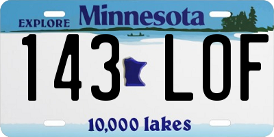 MN license plate 143LOF