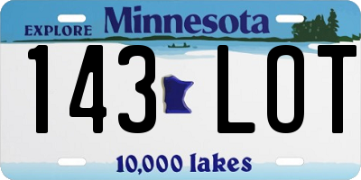 MN license plate 143LOT