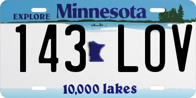 MN license plate 143LOV