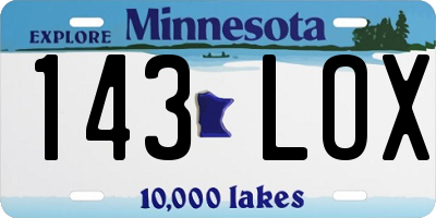MN license plate 143LOX
