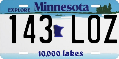 MN license plate 143LOZ