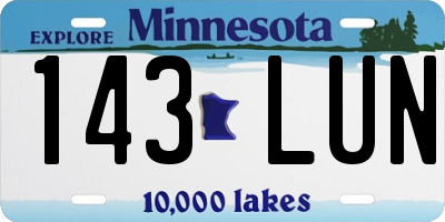 MN license plate 143LUN