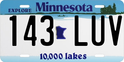 MN license plate 143LUV