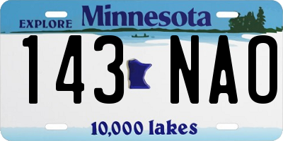 MN license plate 143NAO