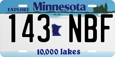 MN license plate 143NBF