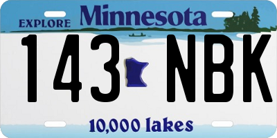 MN license plate 143NBK