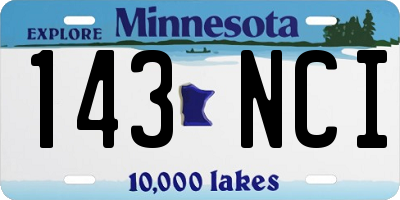 MN license plate 143NCI