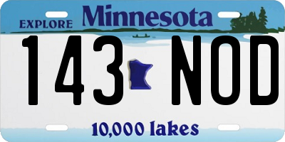 MN license plate 143NOD