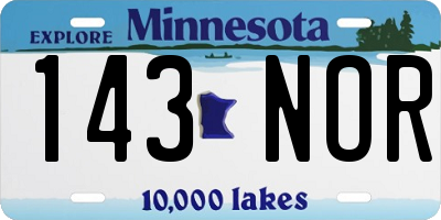 MN license plate 143NOR