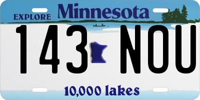 MN license plate 143NOU