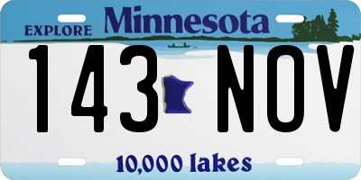 MN license plate 143NOV