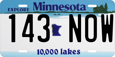 MN license plate 143NOW