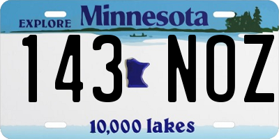 MN license plate 143NOZ